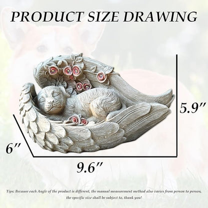 Solar Dog Garden Statue Decor for Outside, Dog Lover Gifts with Wings and 7 LED Lights for Outdoor, Garden and Patio Decor for Yard, Unique Birthday House Warming Gifts for Mom