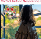 KY&BOSAM Heart Suncatchers I Love You Stained Glass Hangings for Windows Suncatcher Birthday Gifts for Women Mothers Valentine`s Day Real Flower Glass & Metal Maker for Christmas Party Home Decor