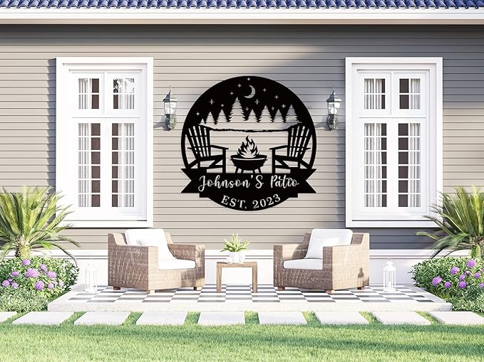Personalized Welcome to Our Backyard Sign,Personalized Patio Signs and Decor Outdoor, Metal Backyard BBQ Sign, Pool Name Sign