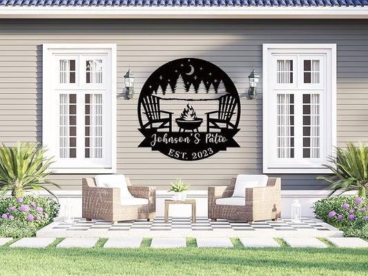 Personalized Welcome to Our Backyard Sign,Personalized Patio Signs and Decor Outdoor, Metal Backyard BBQ Sign, Pool Name Sign