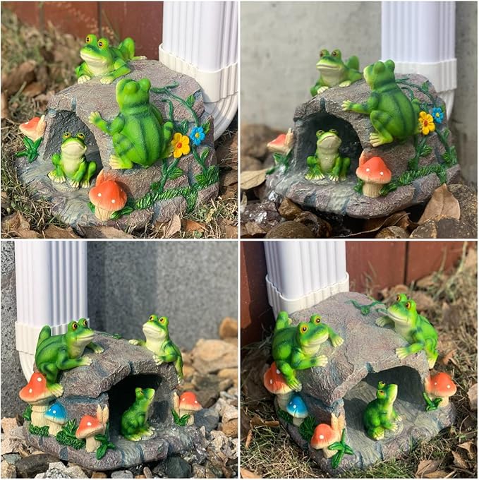 Gutter Downspout Extension Decorative Statue, Frog Statues 3”×4” Gutter Downspout Splash Block Extender, Outdoor Patio Lawn Ornaments, Animals Statue Decorative for Gutter Downspout Guardian Rain