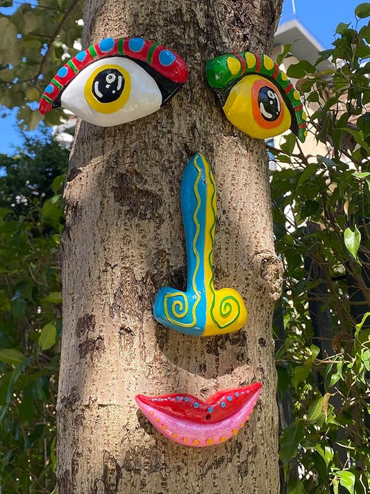 Tree Face Decor Outdoor, Cute Tree Faces Colorful Funny Outdoor Tree Faces Decor Creative Faces for Trees Garden Yard Tree Art Unique