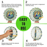 Peacock Wind Spinner, 3D Hanging Stainless Steel Garden Spinner, Wind Spinner Hanging for Outdoor & Indoor Décor, Unique Gifts for Yard Garden Decoration or Patio Décor (Peacock)