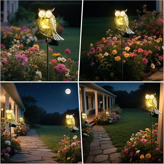 SRNPMIU Solar Lights Outdoor Decor, Solar Owl Yard Decorations Outdoor, Garden Decorative, IP65 Waterproof, Gifts for Women Mom, for Yard Patio Lawn Pathway Landscape