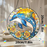 VAIIEYO Dolphin Acrylic Sun Catcher Window Hanging Decoration, 7.8 Inch Double-Sided Light Reflecting Ornament for Window, Garden, Porch or Balcony Decor, Housewarming, Gift for Natural Lovers