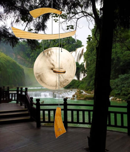 Woodstock Wind Chimes for Outside, Outdoor Decor, Patio and Garden Decor for Outside, Front Porch Decor Wind Gong Style Wind Chimes (34") Emperor Gong Medium Natural Christmas/Hanukkah Gifts (EGC)