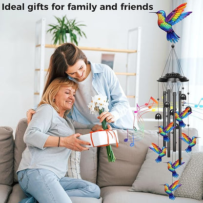 YHmall Wind Chimes for Outside, 35 in Mothers Day Hummingbird Gardening Gifts for Mom Women Grandma Colorful Metal Windchimes Outdoors Hummingbird Garden Decor for Home Yard Patio