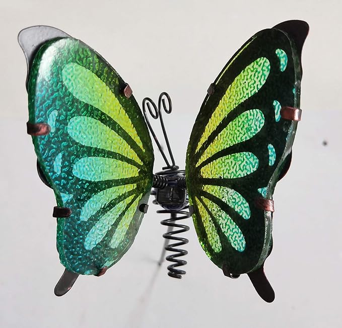 Set 4 Butterfly Garden Stakes Decor, Metal & Glass Yard Art Decorative, Indoor Outdoor Lawn Pathway Patio Ornaments. A Set (4 Colors) of Sales