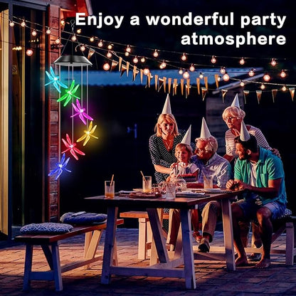 Dragonfly Solar Wind Chimes Outdoor, Color Changing Solar Lights, Gifts for Mom Grandma, Waterproof Decorative Mobile Light, Gardening Gift for Garden,Patio, Window, Yard, Outdoor Decor