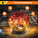 MLKNK Solar Globe Lights Outdoor Waterproof-Solar Balls-Solar Garden Lights-Orbs for Outside 2 Pack Cracked Glass Ball for Lawn Patio Yard Backyard Decorations