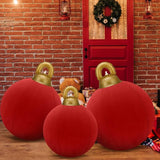 Jenaai 3 Pcs Giant Velvet Christmas Inflatable Ball Ornament Large PVC Christmas Inflatable Balls 3 Size 24" 20" 18" Xmas Hanging Ornaments Outdoor Decor for Lawn Porch Yard(Red)