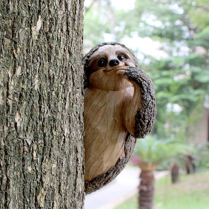 Garden Peeker Sculpture, Resin Garden Sculpture Ornament Tree Peeker Statue for Outdoor Decor Hand Painted Animal Figure for Yard Lawn Indoor Home Decoration