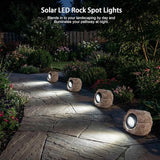 Solar Rock Lights Outdoor – 2 Pack Waterproof LED Landscape Garden Spotlights, Realistic Stone Design, Wireless Solar Powered Pathway Lights for Yard, Walkway, Patio & Lawn Decoration (Auto On/Off)