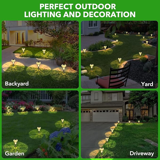 Benany Solar Lights Outdoor, 8 Pack Mushroom Lights Outside Waterproof, Solar Powered LED Lighting for Garden, Yard, Landscape, Path, Pathway, Lawn, Walkway, Driveway, Backyard Decor (Warm White)