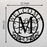 Metal Monogrammed Initial Welcome Sign, Metal Letter Wall Art Decor, Name Sign for Home Porch Front Door Outdoor (M)