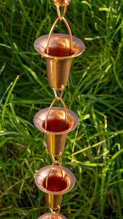 Stanwood Rain Chain Bell/Cup Shaped Copper Rain Chain, 8-Feet