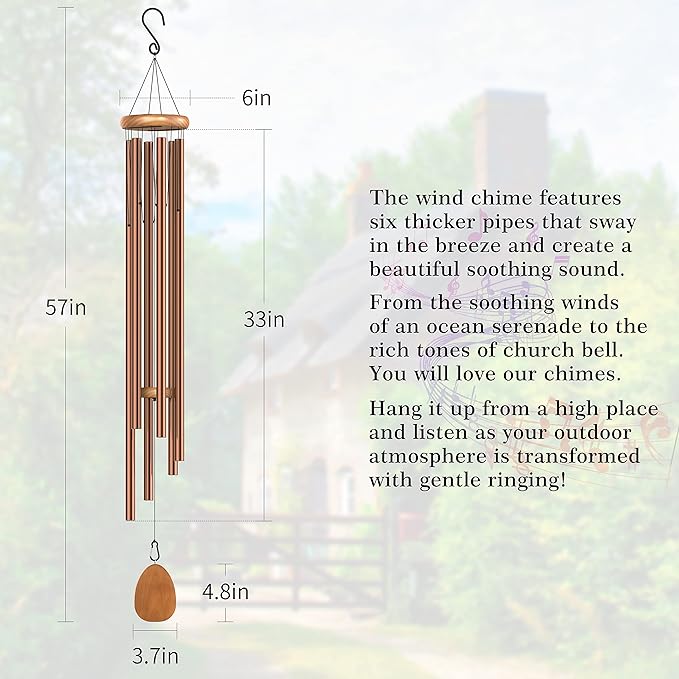Extra Large Wind Chimes for Outside Deep Tone, 58" Bronze Big Church Wind Chime Outdoor Clearance, Hanging Decor for Garden,Yard,Patio and Lawn