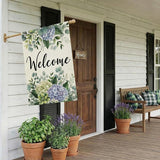 CROWNED BEAUTY Spring House Flag Hydrangea Eucalyptus Double Sided 28x40 Inches Large Burlap Welcome Holiday Seasonal Yard Decoration for Outside Porch