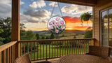 Stained Glass Window Hanging - Blooming Pink Peonies 6.3 Inches Suncatcher for Garden Home Decor for Women Mon Grandma Friends