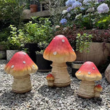 Mushroom Decor Fairy Garden Accessories - Outdoor Garden Decor 3pcs Mushrooms Ornament for Garden Decoration Garden Gnome's Favorite Mushroom Statues (3pcs Red)