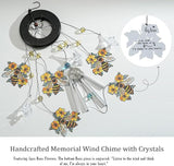 HDCRYSTALGIFTS 27'' Bees Flowers Wind Chimes for Outside Memorial Gifts for Loss of Loved One Mom Dad, Sympathy Chimes Outdoor Garden Patio Home Decor