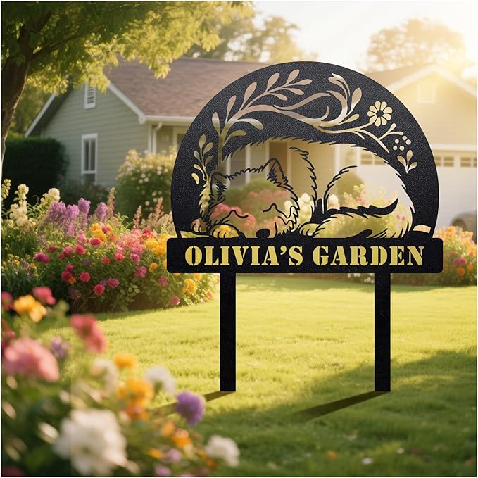 Startop Custom Metal Garden Sign with Stake: Personalized Outdoor Garden Decor - Durable Weatherproof Laser Cut Steel Yard Sign - Rustic Farmhouse Family Name Art for Lawn Patio Balcony & Farm A005