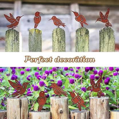 Rusty Metal Bird Garden Ornaments Weather Outdoor Decoration for Patios Yard Landscape Art Durability Outdoor Metal Animal Sculptures