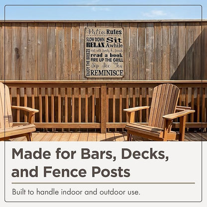 HBA Sun Protected Patio Rules Metal Sign, Guaranteed Not to Fade for 4 Years