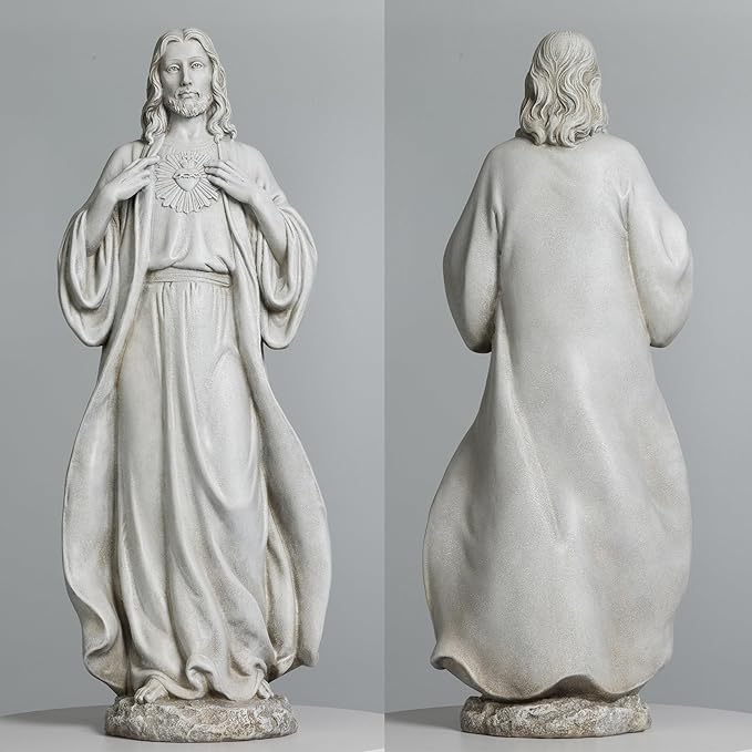BC Catholic Sacred Heart of Jesus Statue, 24.5" H Large Jesus Christ Statue for Garden, Catholic Outdoor Statue for Yard Patio Lawn Hallway, Religious Gift, Handpainted by Buildclassic