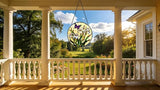 Funoasis Stained Glass Window Hanging 6.3 Inches Suncatcher - Beautiful Irises and Butterfly Ornaments Sun Catcher Home Decor Women Birthday
