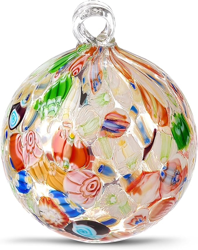EUSTUMA Hand Blown Glass Witch Ball,Glass Ornament Hanging Garden Gazing Ball Indoor Outdoor Home Décor. (1)