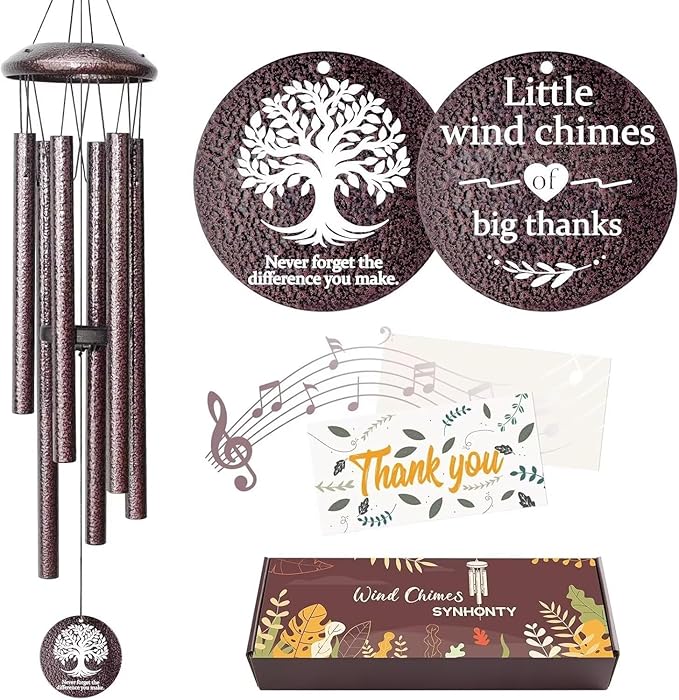 Thank You Gifts for Women Men, 25" Wind Chimes Appreciation Gifts for Employee Teacher, Coworkers, Nurses, Gratitude Thoughtful Gift Ideas for Mother Father Family Friends