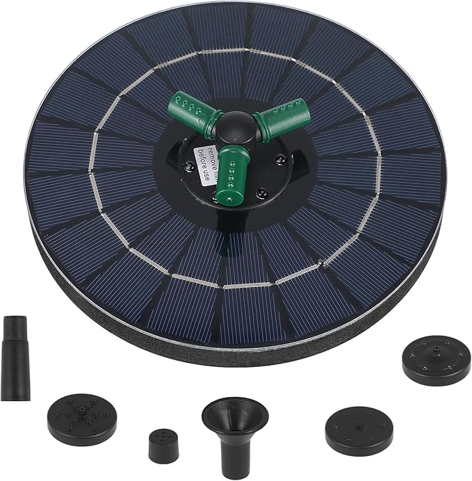 CHILDWEET Solar Powered Floating Pond Fountain Pump with Colorful LED Lights, 18cm Diameter Solar Fountain for Outdoor Garden Bird Bath and Water Feature