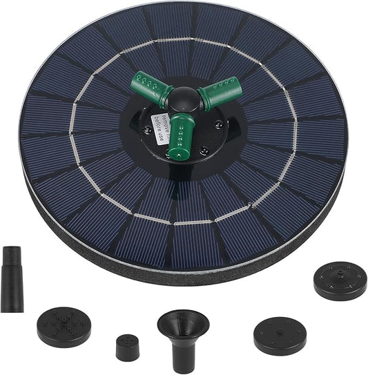 CHILDWEET Solar Powered Floating Pond Fountain Pump with Colorful LED Lights, 18cm Diameter Solar Fountain for Outdoor Garden Bird Bath and Water Feature