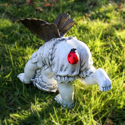 Suyorpe Fairies for Fairy Garden Solar Decor - Fairy Figurines Resin Outdoor Statues Ornaments with Light up Ladybug for Patio,Lawn,Yard,Porch,Outside Angel Gifts