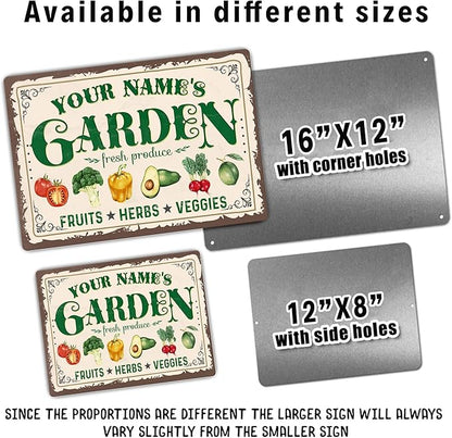 Personalized Metal Signs with Name Made in USA Custom Vintage Garden Sign Waterproof Vintage Decorative Metal Print for Wall Decor Customized Home Garden Ideas Gifts Artwork Prints for Yard Ourdoor