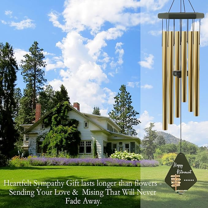 Retirement Gift for Woman Men, 32" Wind Chimes Retirement Gifts, Happy Retirement Gifts for Coworker Colleague Boss Teachers Nurses Friends, Going Away Gifts Retirement Decorations,Green