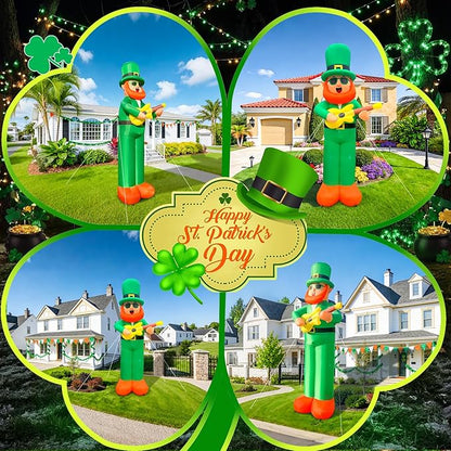 10Ft Giant St. Patrick's Day Inflatable Outdoor Decoration Blow Up Inflatable Leprechaun with Guitar Inflatable St. Patrick's Day Yard Decorations for Outdoor Garden Lawn Party(with Drawstring Bag)