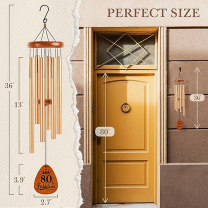 Leebbsin Birthday Gifts for Women, 80th Birthday Gifts Wind Chimes, Happy 80 Years Old Gift for Women Friendship, Best Friends, Coworker, Sister, Mom, Wife, Female, Best Gift Ideas-Lagre 36''