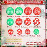 Flasoo 12 Pack Giant Inflatable Christmas Ornaments for Outdoor Decoration, Big Christmas Balls for Front Door Yard Tree Hanging (9 Inch, 12 Inch, 16 Inch)