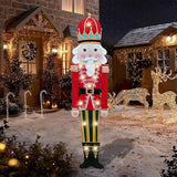 Afirst Christmas Yard Stakes Lighted Up Christmas Outdoor Decorations LED Nutcracker with Crown Lighted Metal Yard Stakes Outdoor Xmas Stake Lawn Pathway Outdoor Decoration