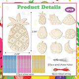9Pack DIY Wind Chime Kit for Kids, Fruit Theme Wooden Arts and Painting Crafts Hanging Ornaments for Autumn Outdoor Activity Home Garden Patio School Classroom Decor Birthday Party Gift