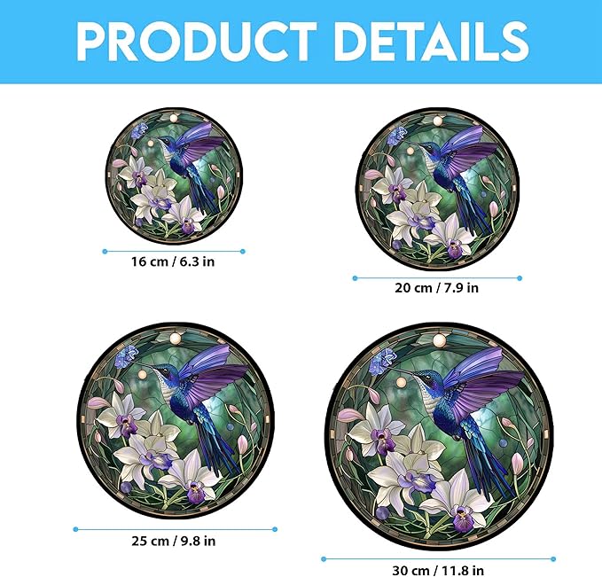 Hummingbird Suncatcher Stained Glass Window Hangings for Women Mom Red Birds Sun Catchers Colorful Ornament Bird Lovers Gift Gifts for Women Mom Wife