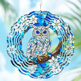 Wazzio Owl Wind Spinners Outdoor, Owl Gifts for Women Men Wife Mom Husband Dad Grandpa, Hanging Wind Sculptures Spinners for Christmas, 12 inch Outdoor Indoor Hanging Ornament for Garden Porch