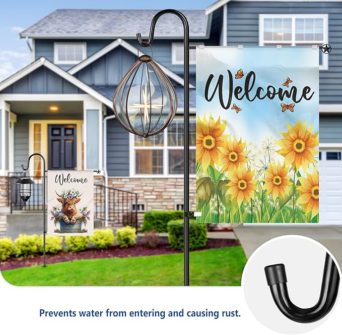 Ottsuls Garden Flag Stand, 2 Pack Heavy Duty Flag Pole Holder with Shepherd Hook for Yard Decoration, 60 INCH Sturdy Yard Flag Post Stake Outdoor Garden Flag Holder for 28''x40'' Flags (Without Flag)
