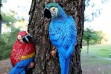 2 Pieces Fake Parrot Decor Artificial Parrot Decoration 12.5" Lifelike Large Resin Parrots Statue Tiki Bar Decorations Macaw Realistic Tropical Bird for Garden Patio Yard Lawn Tropical Tree Wall