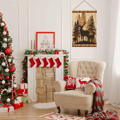 Retro Deer Garden Flag Seasonal Double Sided 12 x 18 Inch Small Yard Flag for Indoor Outdoor Decor Holiday All Seasons