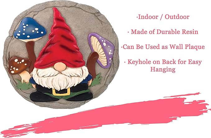 Spoontiques - Garden Décor - Gnome Stepping Stone - Decorative Stone for Garden