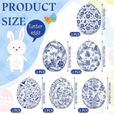 Realspring 12 Pcs 12 Inch Inflatable Blue and White Easter Eggs Decorations Chinoiserie Porcelain Easter Inflatables Outdoor Decor Spring Large Blow up Hanging Egg Ornaments for Holiday Party Supplies