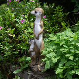 Outdoor Meerkat Sculpture Garden Decoration, Simulated Animal Courtyard Decoration, 17.7 inch Outdoor Decorative Animal Figurine, Parent and Baby Design